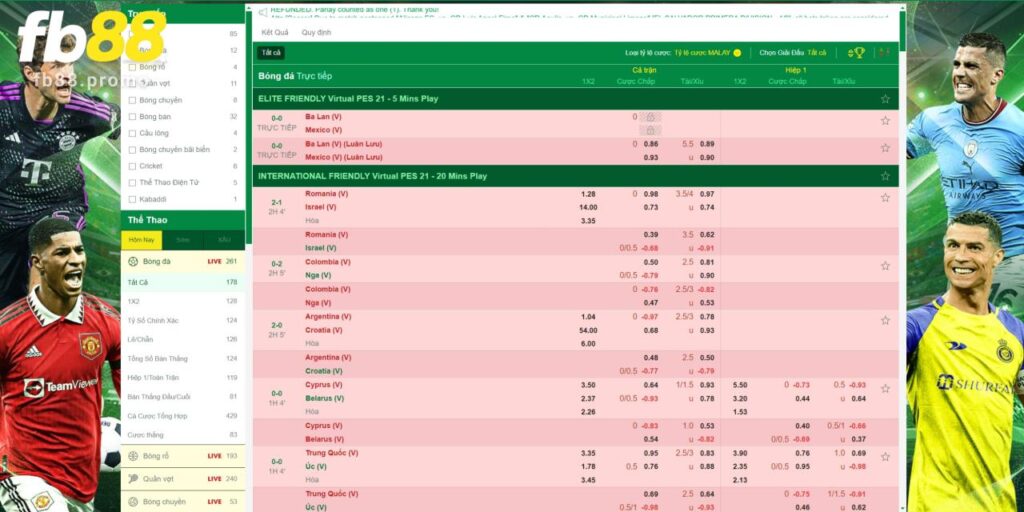 Cá cược bóng đá Fb88 luôn rất sôi động