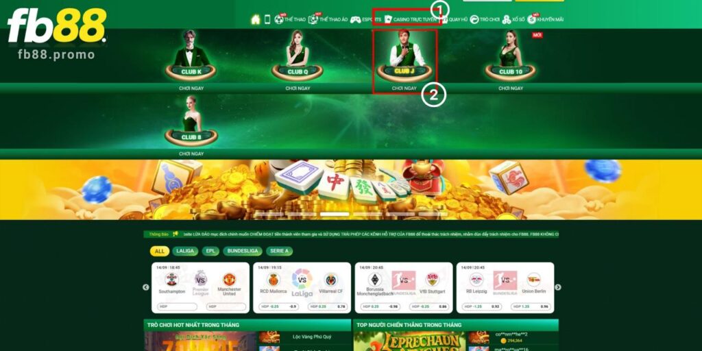 Hướng dẫn truy cập sảnh Club Ten tại nhà cái Fb88